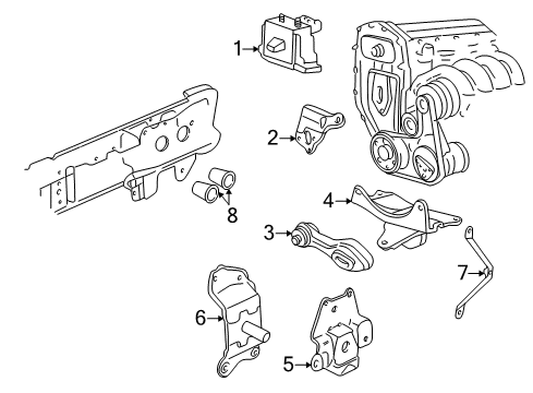 2002 Pontiac Sunfire Lower Mount Bracket Diagram for 22590181