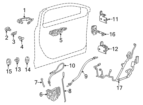 2016 Cadillac CT6 Front Door - Lock & Hardware Diagram