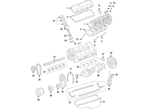 2002 GMC Savana 3500 Timing Cover Diagram for 12566113