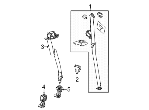 2023 Cadillac Escalade ESV Third Row Seat Belts Diagram