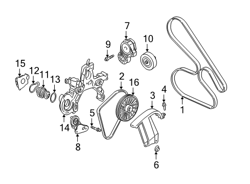 2004 Cadillac DeVille Water Pump, Belts & Pulleys Diagram