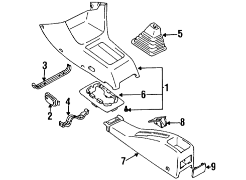 1998 Chevy Metro Console Assembly Diagram for 30014267