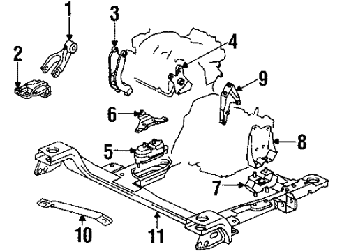2002 Oldsmobile Silhouette Engine & Trans Mounting Diagram