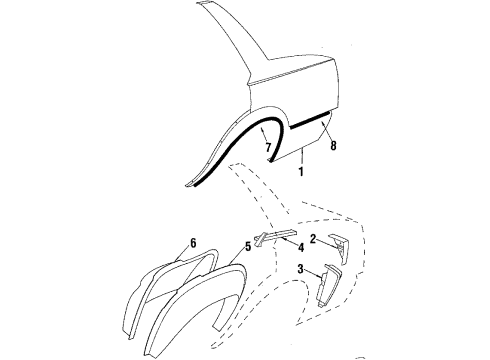 1984 Buick Skyhawk Body Side Molding, Driver Side Diagram for 20314405