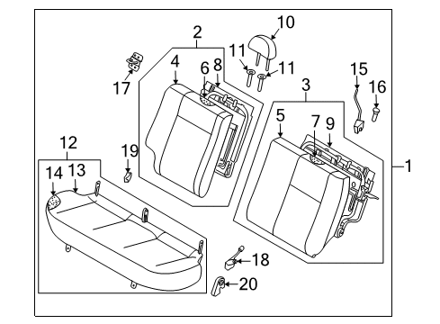 2011 Chevy Aveo5 Seat Back Assembly, Beige Diagram for 96890789