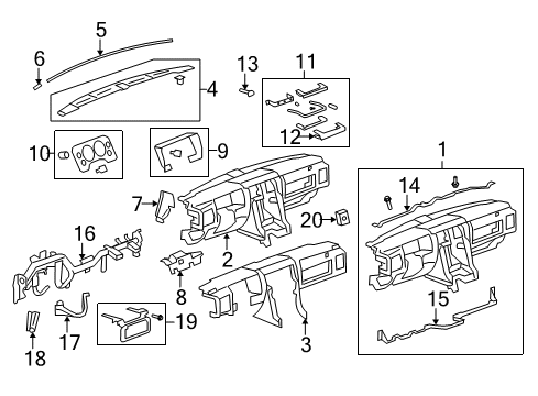 2009 Hummer H2 Instrument Panel Components Diagram