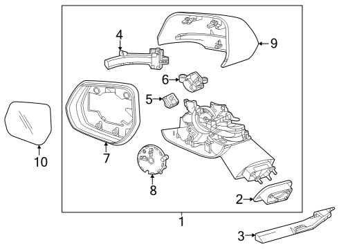 2024 Cadillac XT4 Outside Mirrors Diagram