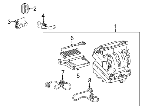 2010 Pontiac Vibe Heater Assembly, Front Rear Diagram for 19184653