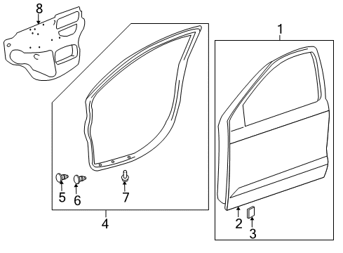 2010 Pontiac Vibe Window Regulator, Front Driver Side Diagram for 19184248