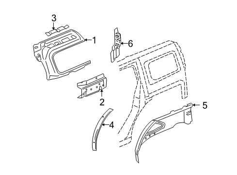 2008 Hummer H3 Inner Structure - Quarter Panel Diagram