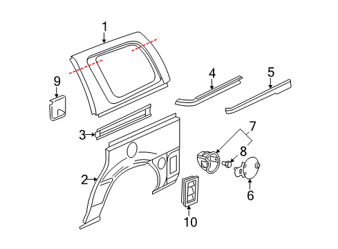 2006 Chevy Uplander Side Panel & Components Diagram