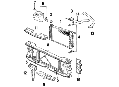 1997 GMC C2500 Suburban Radiator & Components Diagram