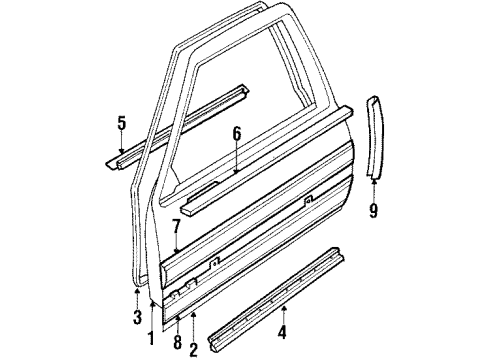 1985 Buick Electra Front Door & Components, Exterior Trim Diagram