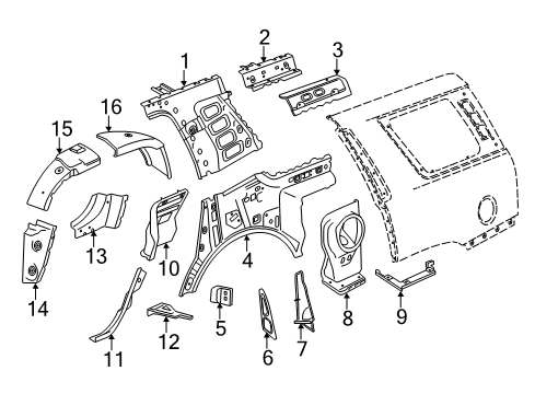 2017 Cadillac Escalade Inner Components - Quarter Panel Diagram