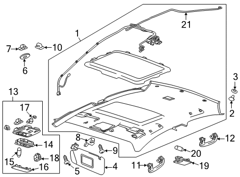 2014 Chevy Sonic Interior Trim - Roof Diagram