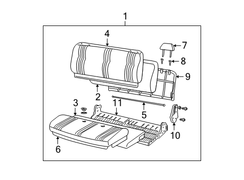 1995 GMC C3500 Front Seat Components Diagram 3 - Thumbnail