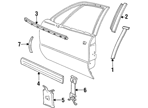 1995 Buick LeSabre Edge Guard, Passenger Side Diagram for 25624407