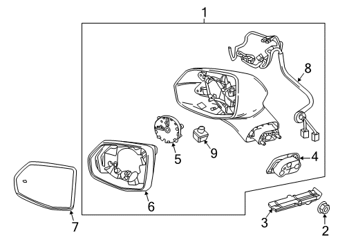 2018 Cadillac XT5 Outside Mirrors Diagram