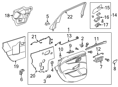 2019 Chevy Impala Interior Trim - Rear Door Diagram