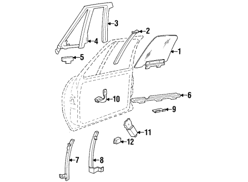1997 Oldsmobile 88 Front Door - Glass & Hardware Diagram