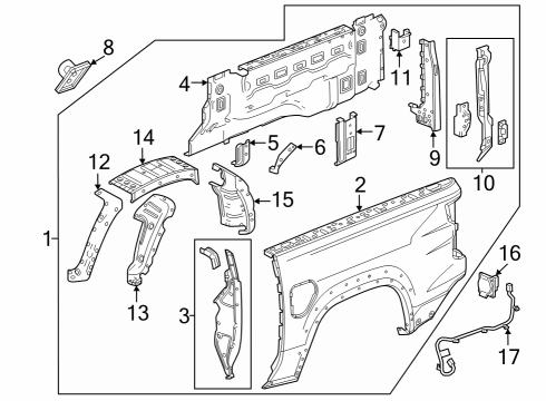 2023 Chevy Colorado Rear Bracket, Driver Side Diagram for 52161497