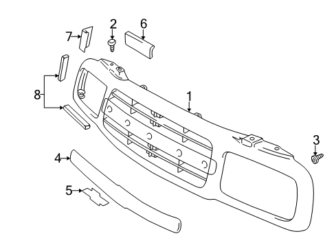 2003 Chevy Tracker Grille & Components Diagram