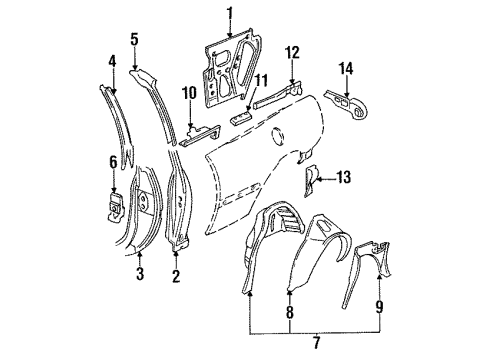 1997 Buick Riviera Inner Structure - Quarter Panel Diagram