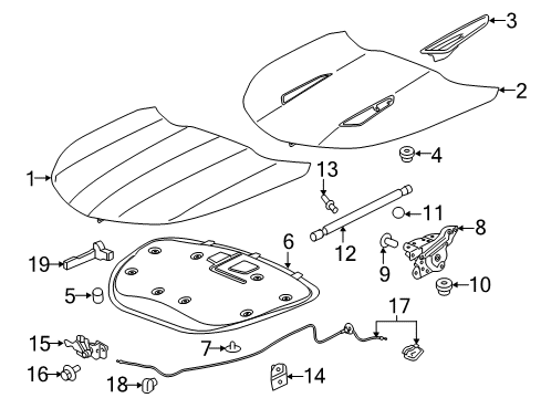 2017 Chevy Camaro Hood & Components Diagram