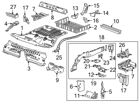 2016 Cadillac ATS Center Floor Pan, Rear Diagram for 84137602