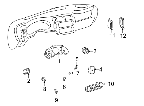 2000 GMC Sonoma Cluster & Switches, Instrument Panel Diagram