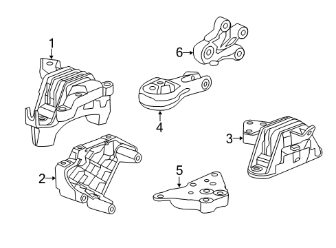 2015 Cadillac ELR Engine & Trans Mounting Diagram