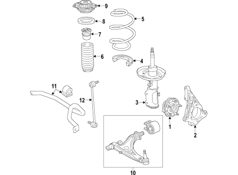 2017 Buick LaCrosse Front Suspension Components, Lower Control Arm, Stabilizer Bar Diagram