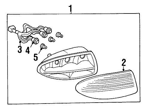 1999 Pontiac Bonneville Tail Lamp Assembly, Driver Side Diagram for 19168987