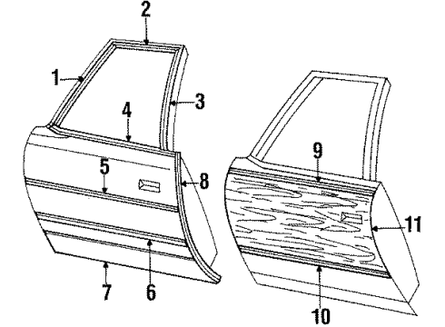 1985 Buick Electra Body Side Molding Diagram for 9637189