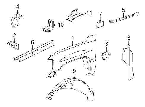 2005 Chevy Silverado 1500 Fender & Components Diagram