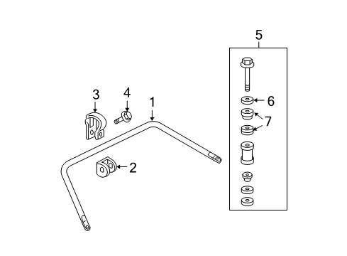 2007 Cadillac DTS Rear Suspension Components, Ride Control, Stabilizer Bar Diagram