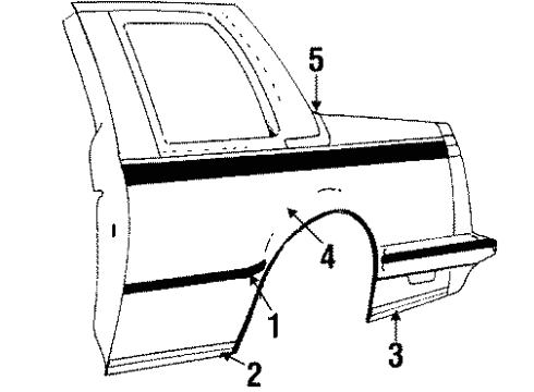 1986 Buick Century Body Side Molding, White Diagram for 1154954