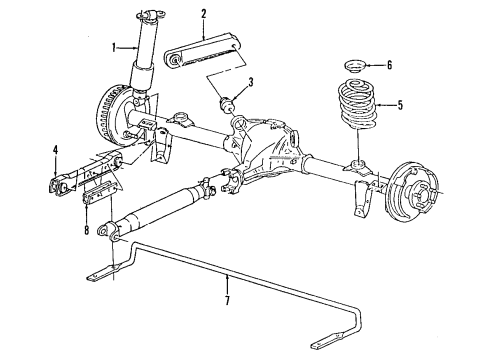 1994 Buick Roadmaster Rear Suspension Components, Lower Control Arm, Upper Control Arm, Ride Control, Stabilizer Bar Diagram