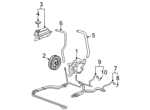2007 Buick LaCrosse P/S Pump & Hoses, Steering Gear & Linkage Diagram