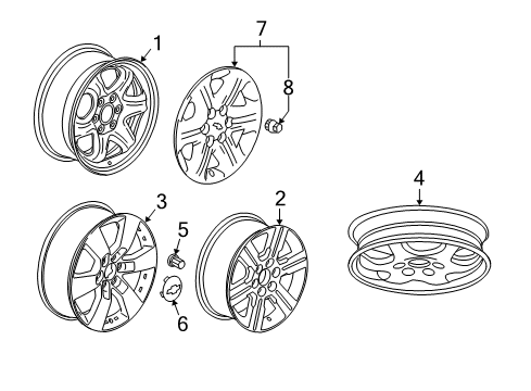 2012 Chevy Traverse Wheels, Covers & Trim Diagram