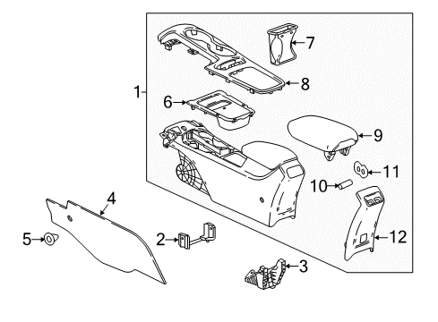 2016 Chevy Cruze Console Assembly, Black Diagram for 84139024
