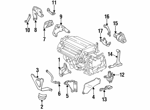 1998 Oldsmobile Aurora Mount Bracket Diagram for 22145980
