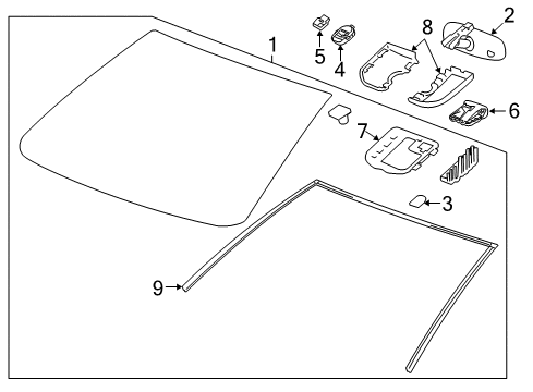 2016 Buick Encore Windshield Glass, Reveal Moldings Diagram