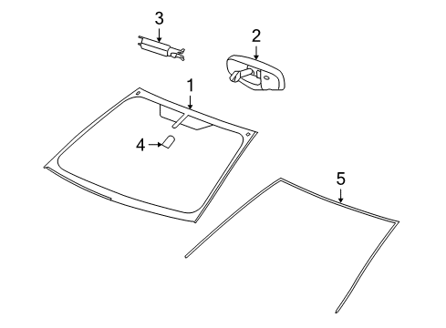 2009 Saturn Aura Windshield Glass, Reveal Moldings Diagram