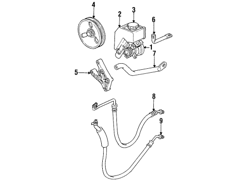 1992 Saturn SL1 P/S Pump & Hoses, Steering Gear & Linkage Diagram
