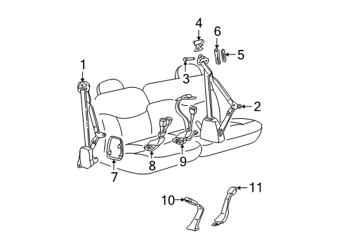 2000 GMC K3500 Belt & Retractor Bolt, Front Diagram for 15717550