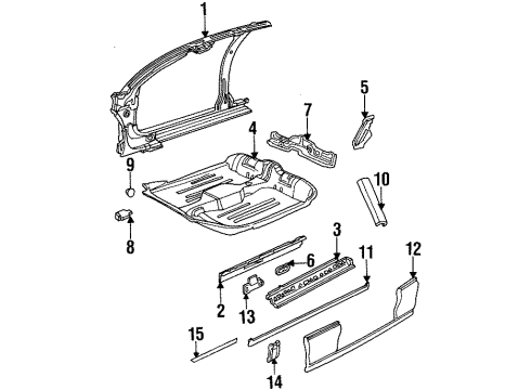 1995 Oldsmobile Achieva Floor, Rocker, Exterior Trim, Uniside Diagram