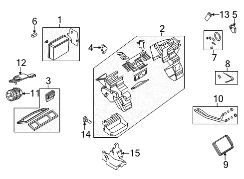 2000 Saturn LW2 A/C Evaporator & Heater Components Diagram