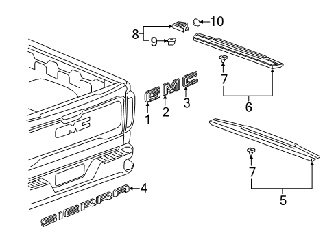 2019 GMC Sierra 1500 Exterior Trim - Pick Up Box Diagram 11 - Thumbnail