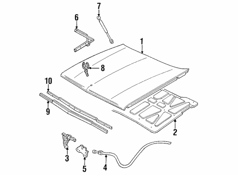 1990 Cadillac DeVille Hood & Components, Exterior Trim Diagram